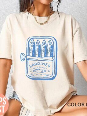 Sardines Shirt, Vintage Sardine Shirt, Coastal Aesthetic Shirt